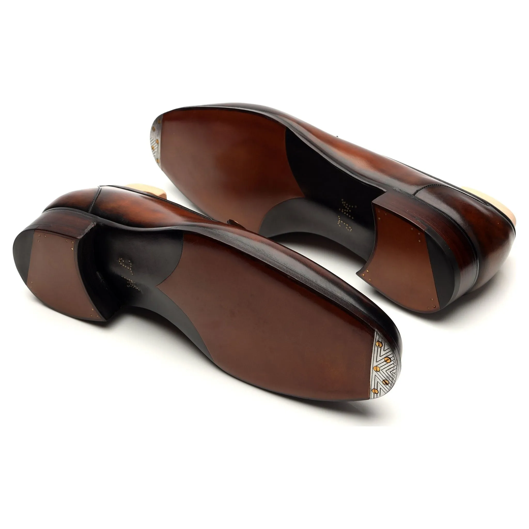MTO 'Toulouse' Brown Patina Leather Loafers UK 10 G