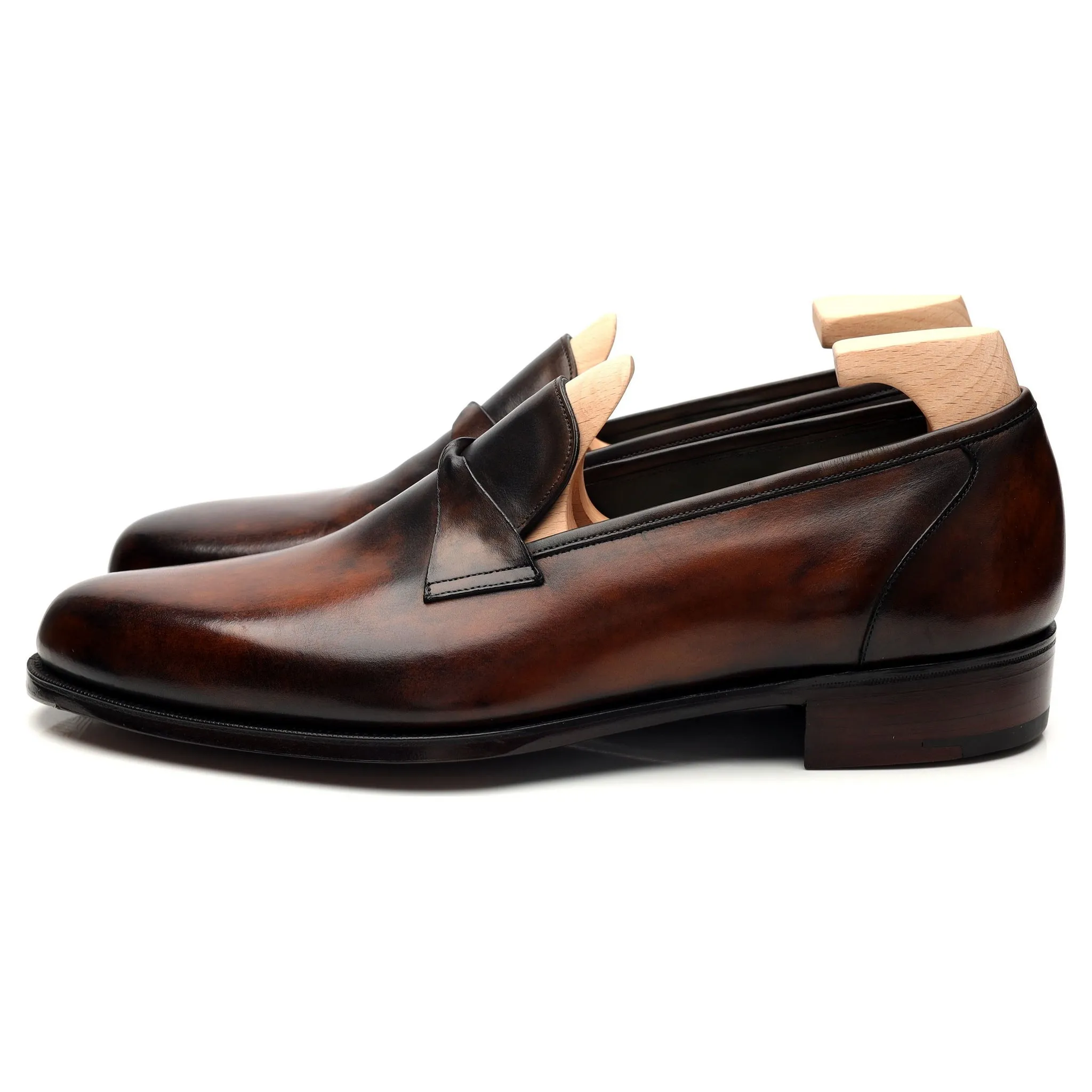 MTO 'Toulouse' Brown Patina Leather Loafers UK 10 G