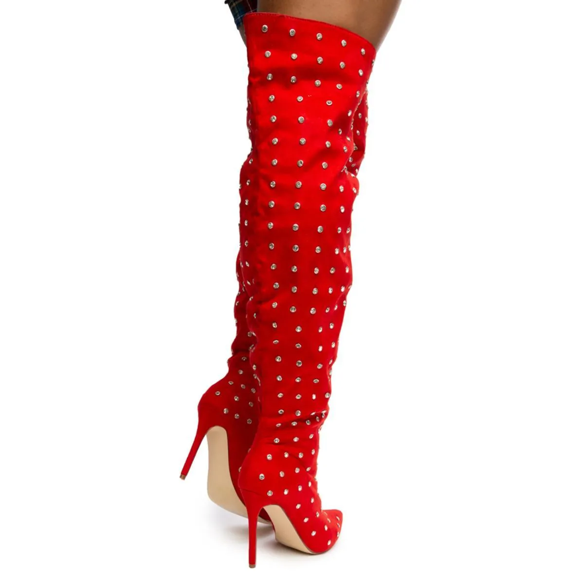Muccia-1 All-Over Rhinestone Thigh High Boots