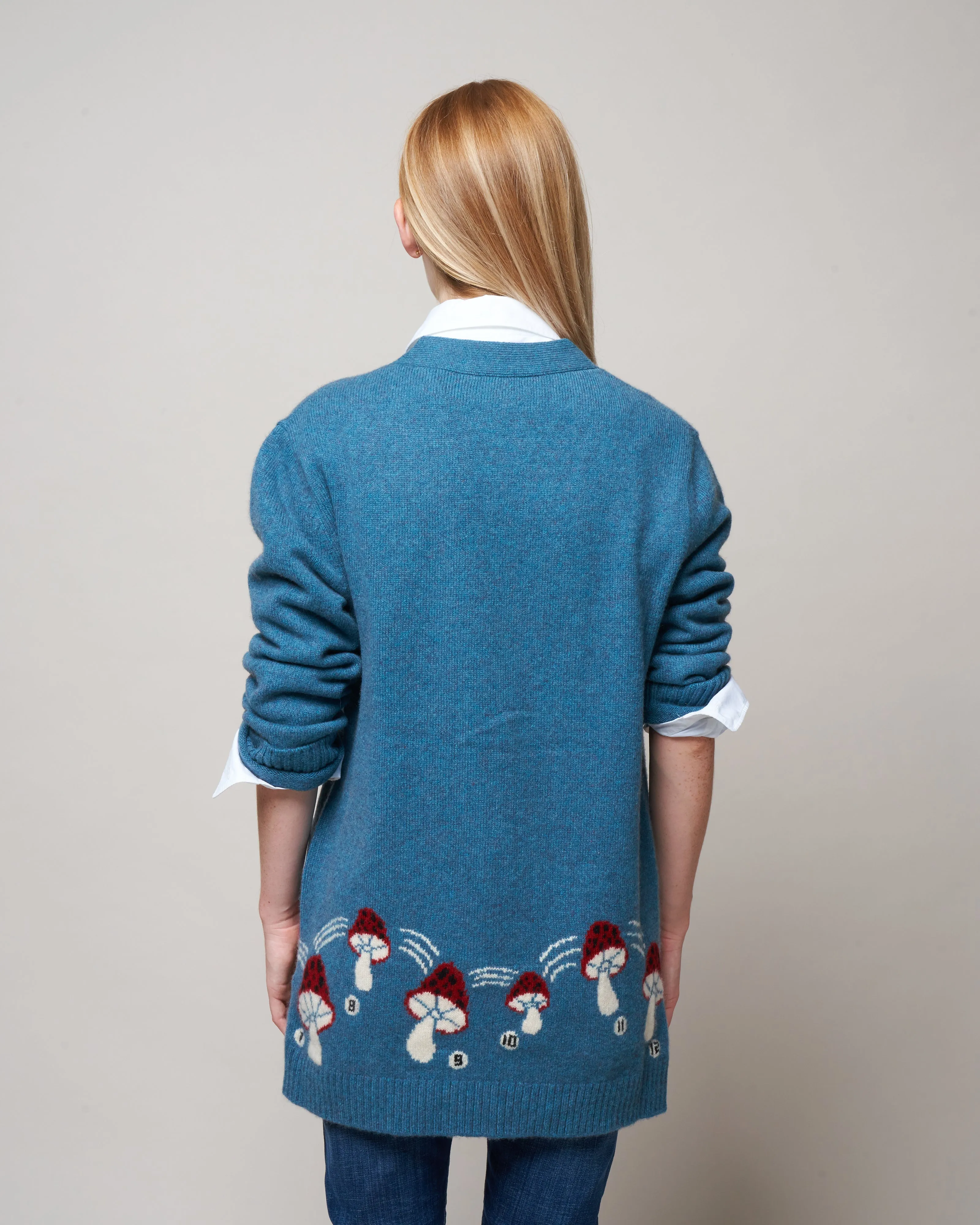 mushroom cardigan - blue