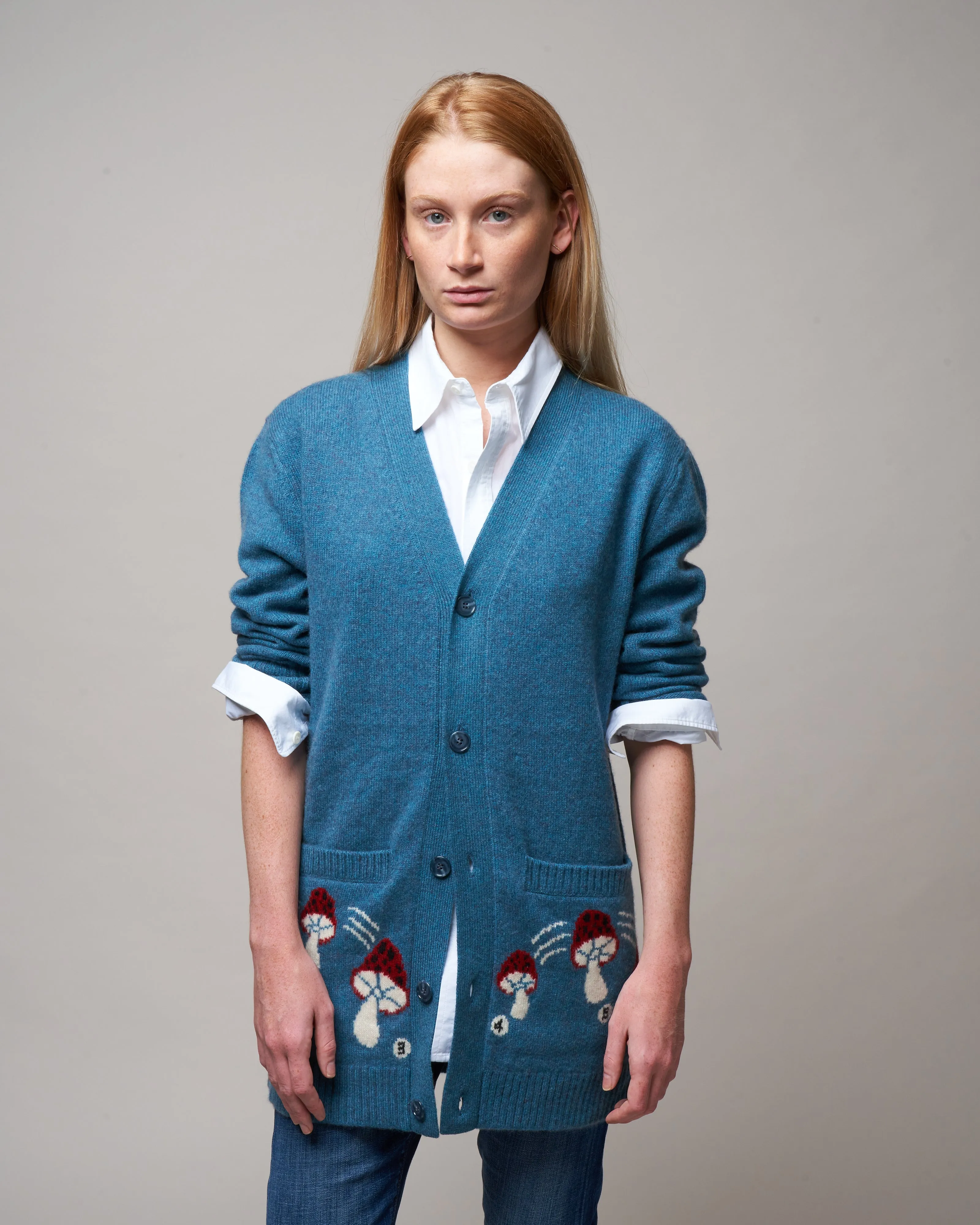 mushroom cardigan - blue