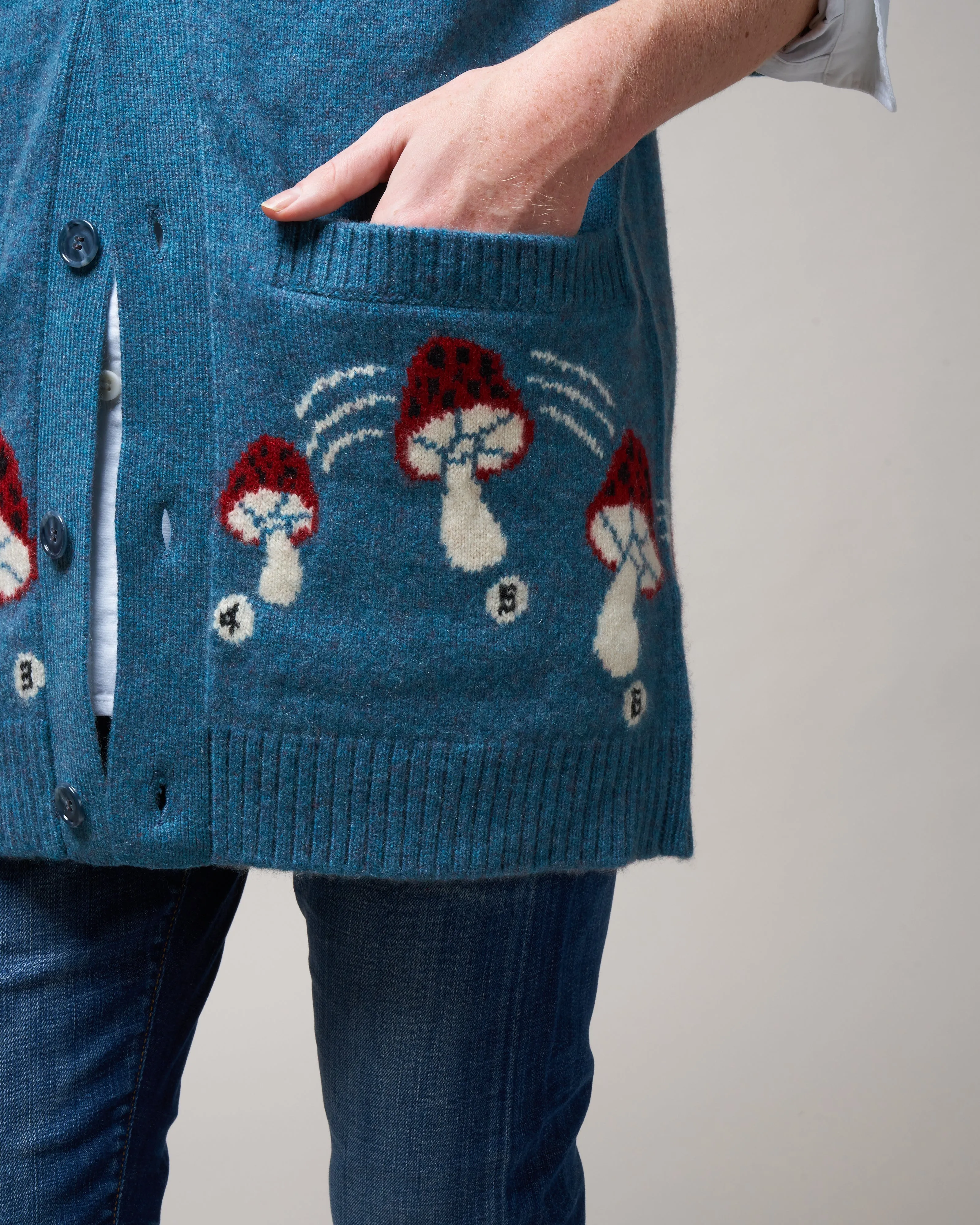 mushroom cardigan - blue