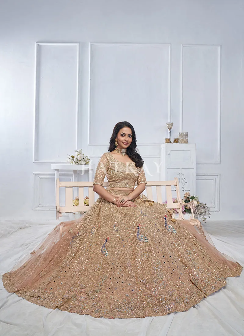 Mustard Traditional Embroidery Bridal Lehenga Choli