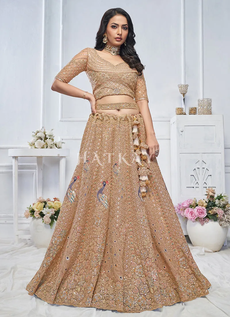 Mustard Traditional Embroidery Bridal Lehenga Choli