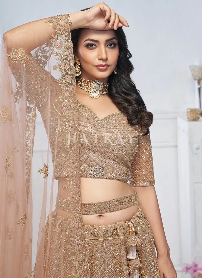 Mustard Traditional Embroidery Bridal Lehenga Choli