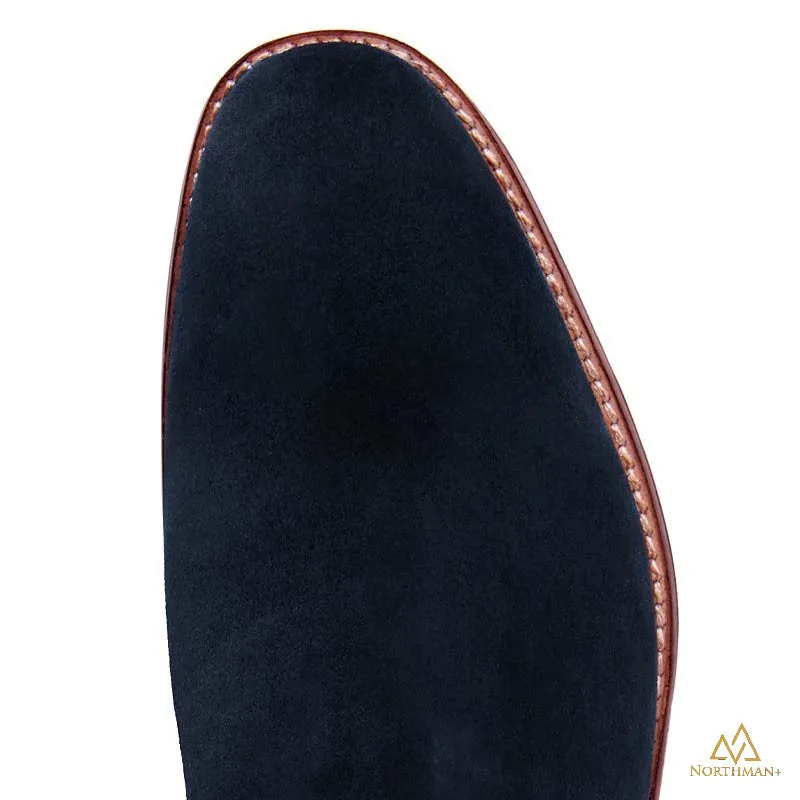 Navy suede chelsea boots