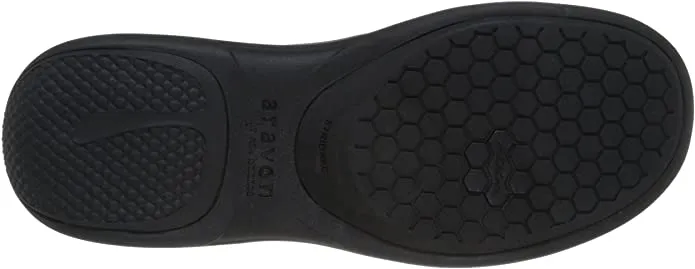 New in box! Aravon Women's Revsolace Loafers, Soft nubuck upper with laser cut-out detailing. Slip-on design, Black, Sz 8 Wide! Retails $140 