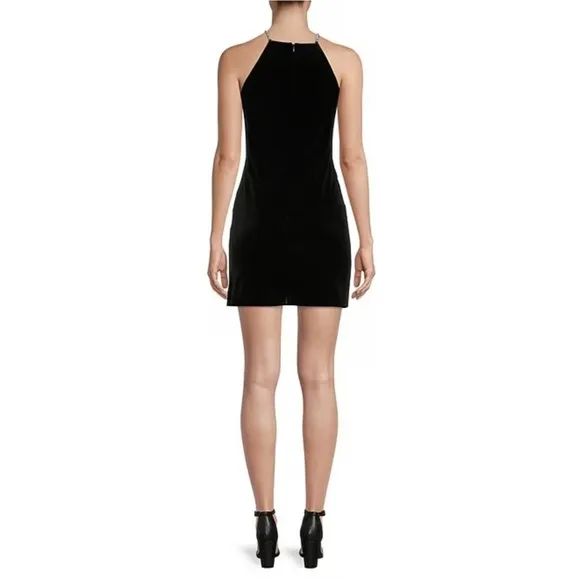 NWT Alex Marie Laura Stretch Velvet Embellished Halter Sheath Mini Dress Sz. 22W