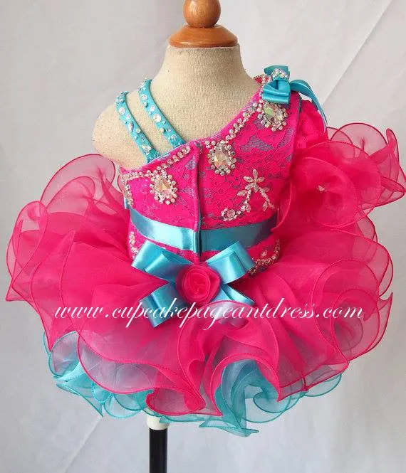 One Shoulder Lace Kids Cupcake Pageant Dress For Gifts,New Year