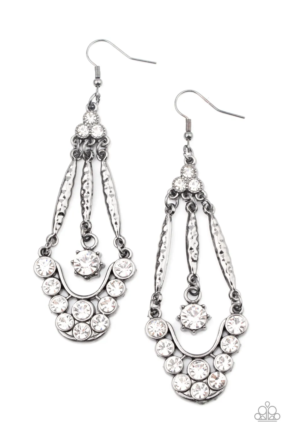 Paparazzi - High-Ranking Radiance - Black Earrings