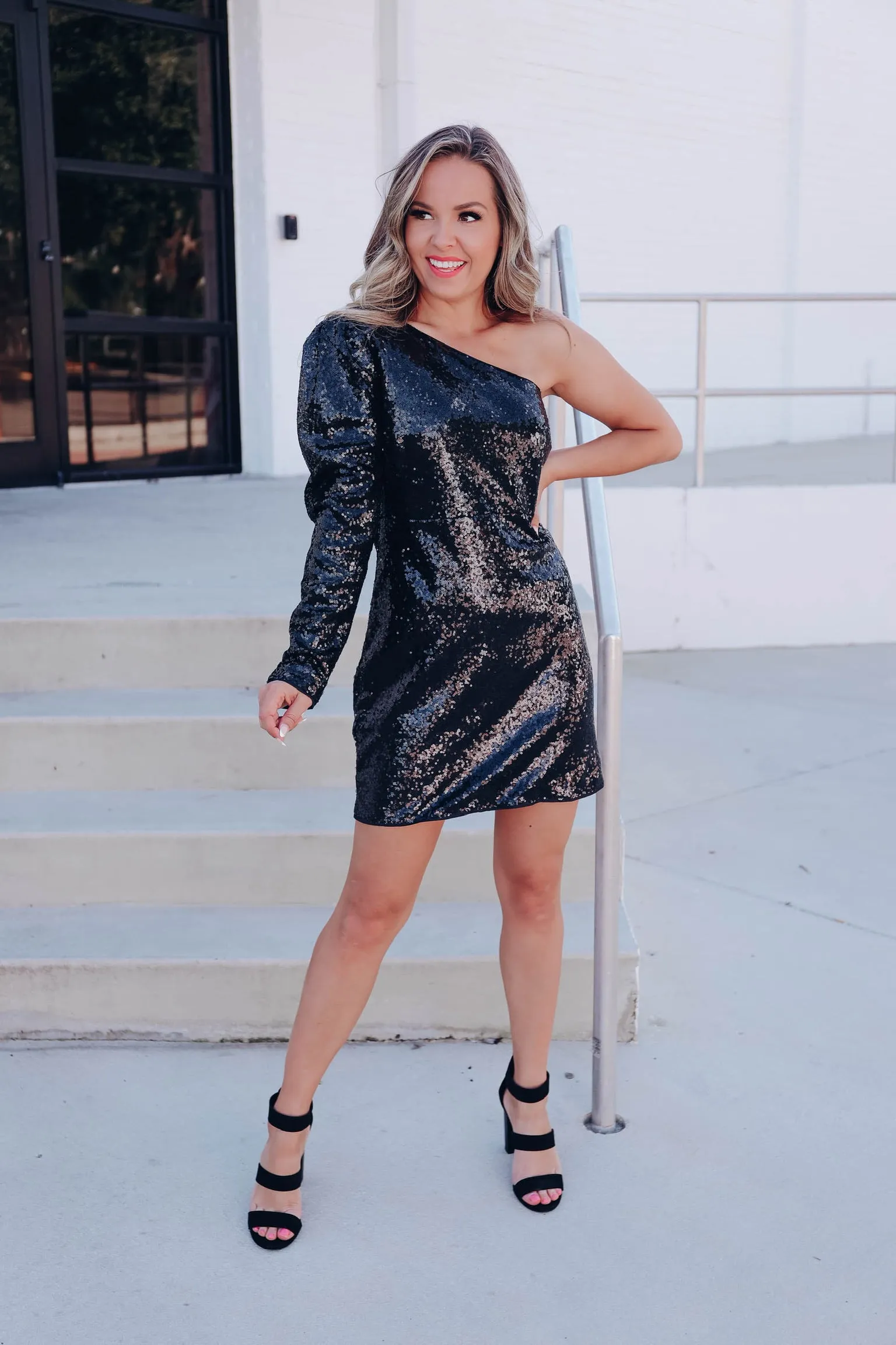 Patou Sequin Mini Dress - Black