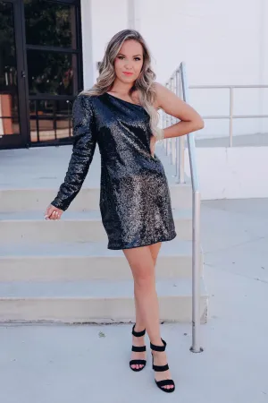 Patou Sequin Mini Dress - Black