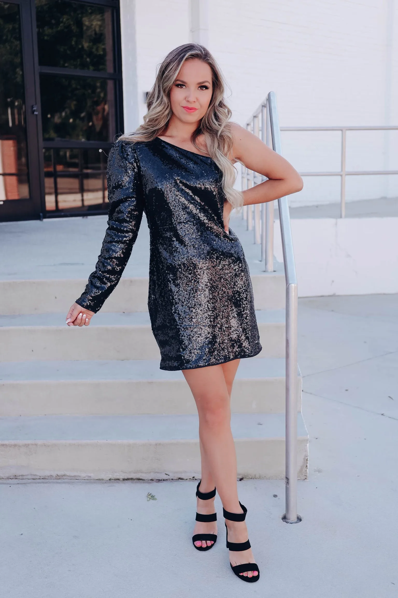Patou Sequin Mini Dress - Black