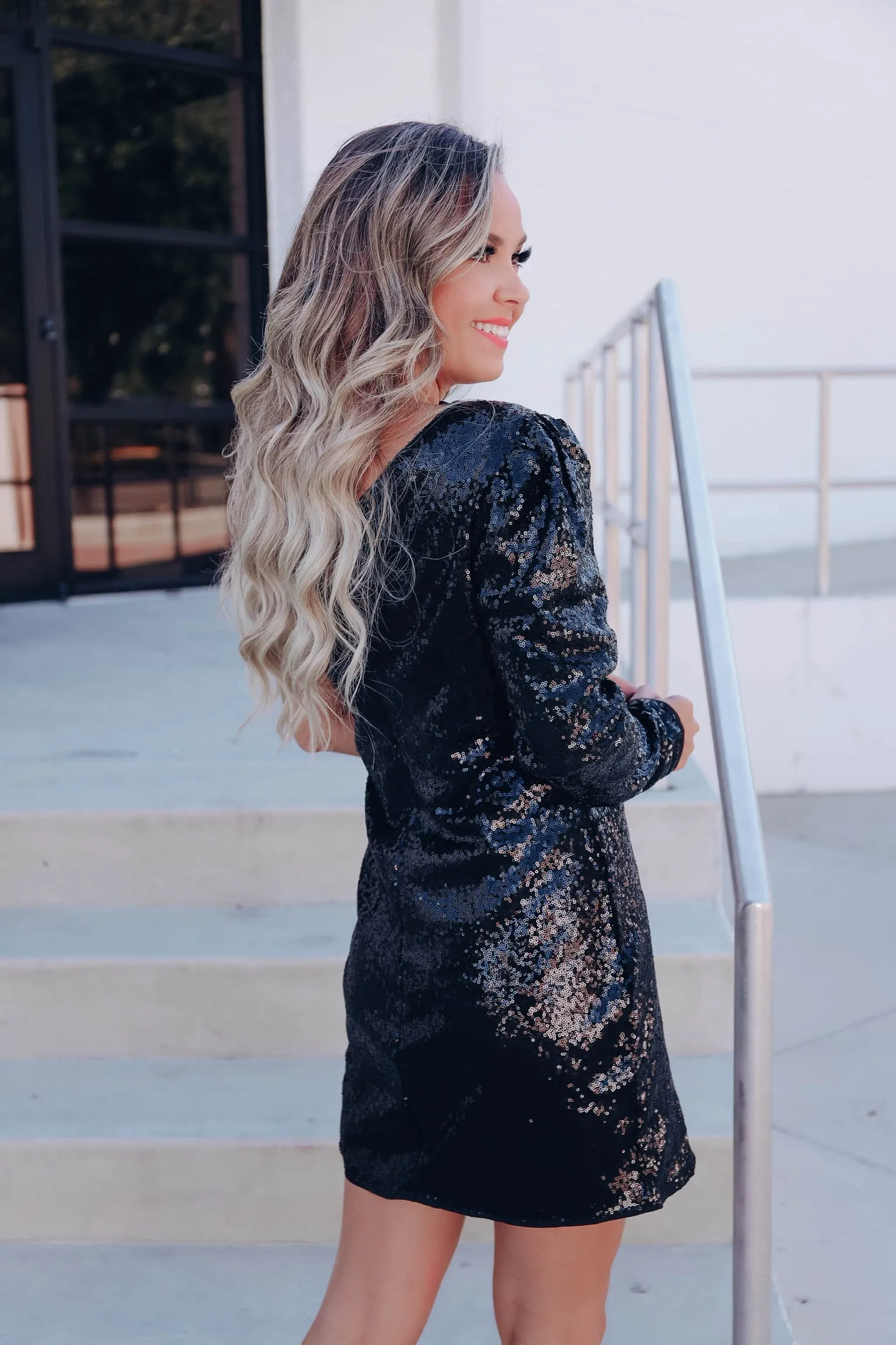 Patou Sequin Mini Dress - Black