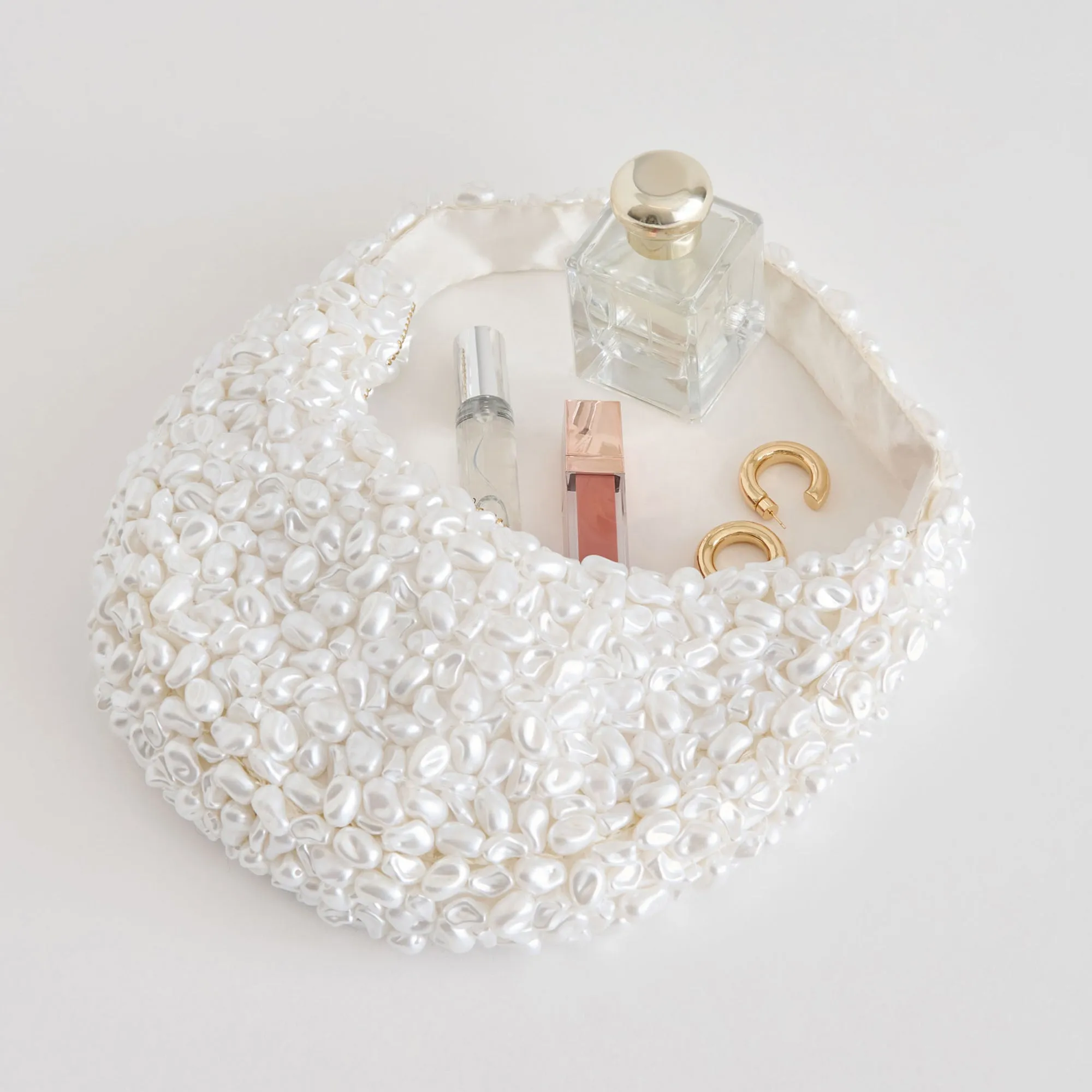 PEARLA SHOULDER BAG WHITE FAUX PEARL