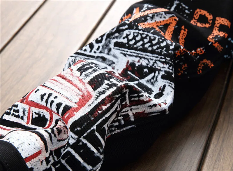 Personality Pencil Pants Print Mid Waisted Men's Jeans