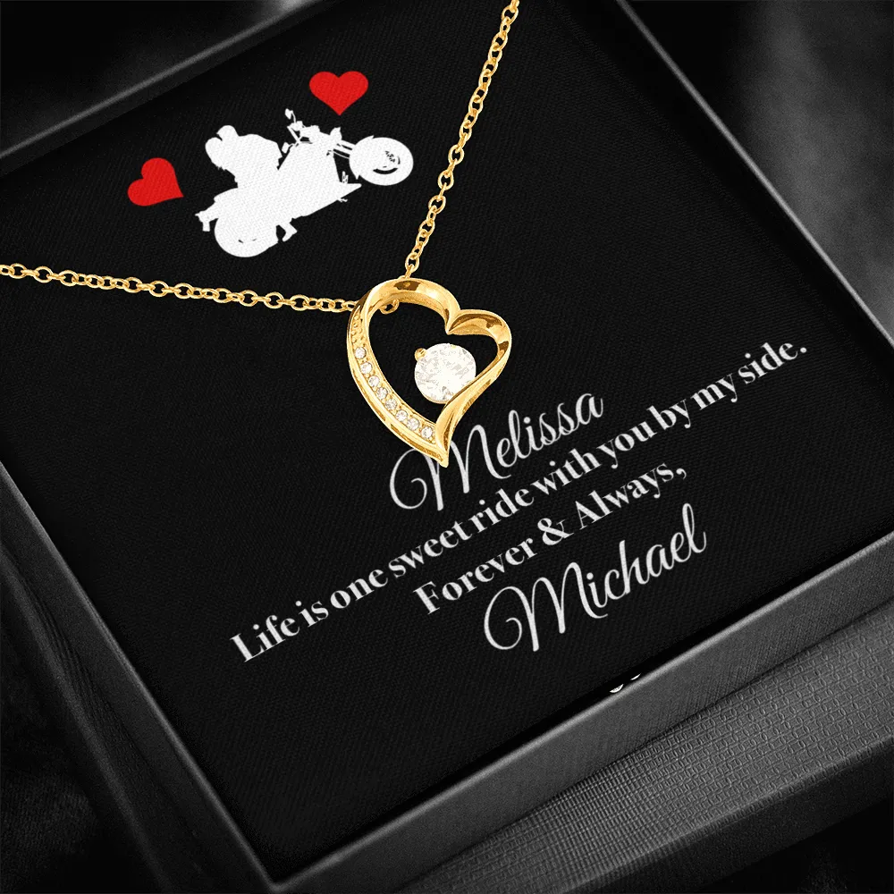 PERSONALIZED Life Is One Sweet Ride Heart Necklace