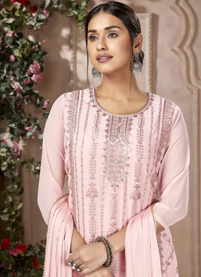 Pink Embroidery Traditional Pakistani Pant Suit