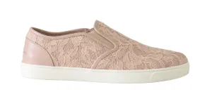 Pink Leather Lace Slip On Loafers
