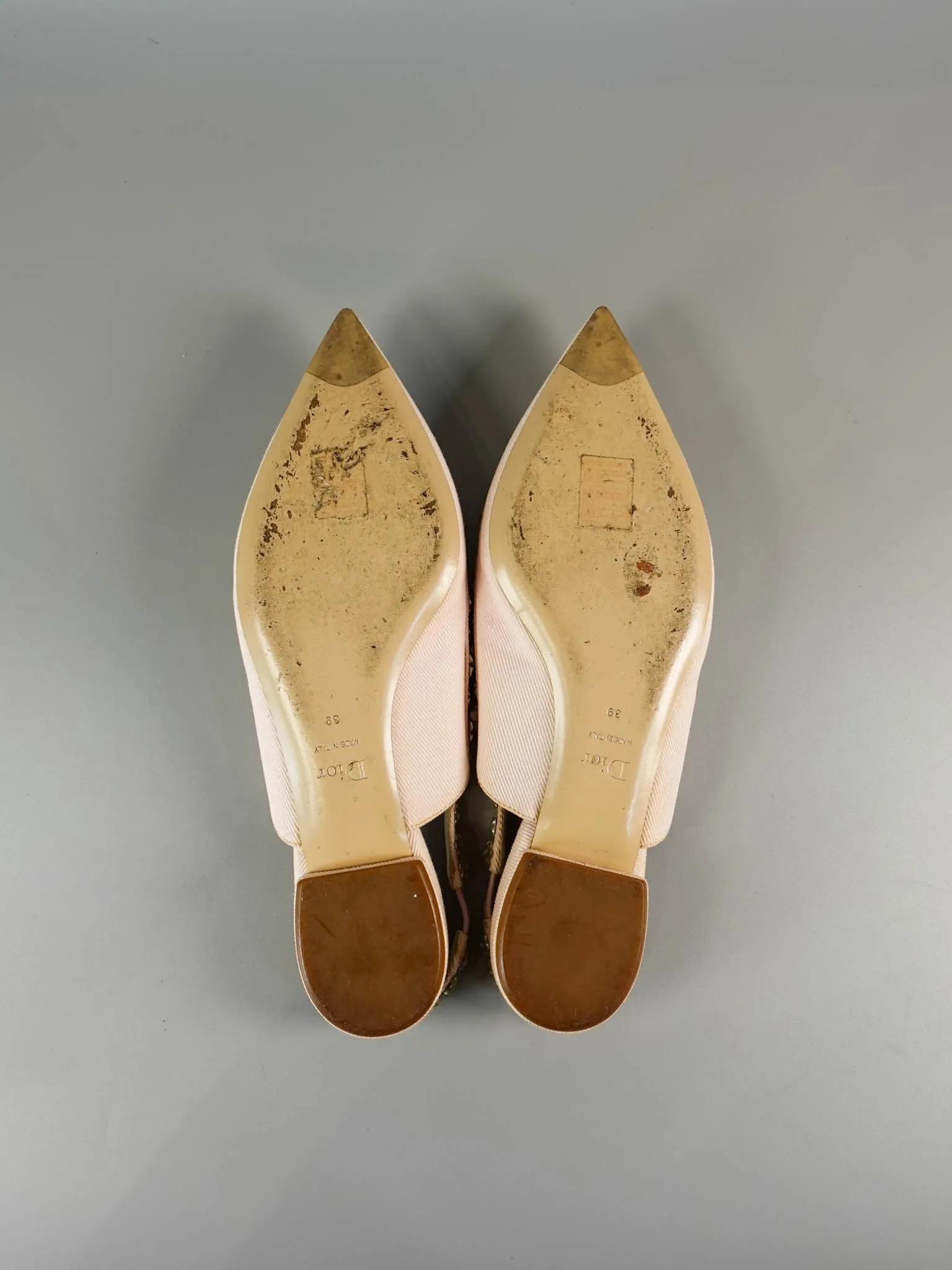 Pink Pointy Crystal Embellished Slingback Flats Size 39 EU