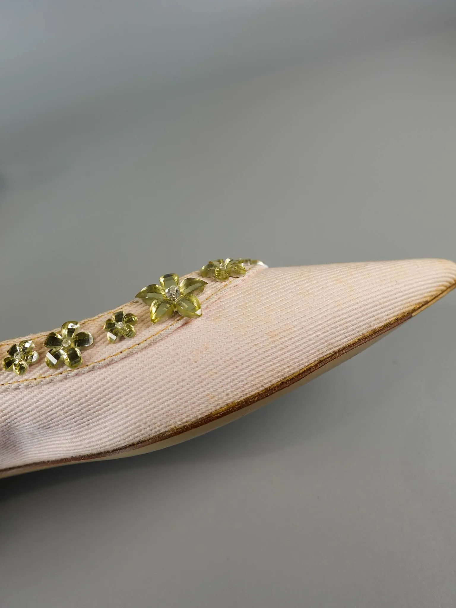 Pink Pointy Crystal Embellished Slingback Flats Size 39 EU