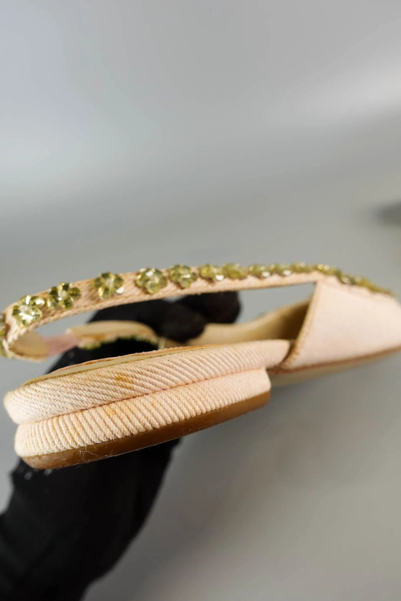 Pink Pointy Crystal Embellished Slingback Flats Size 39 EU