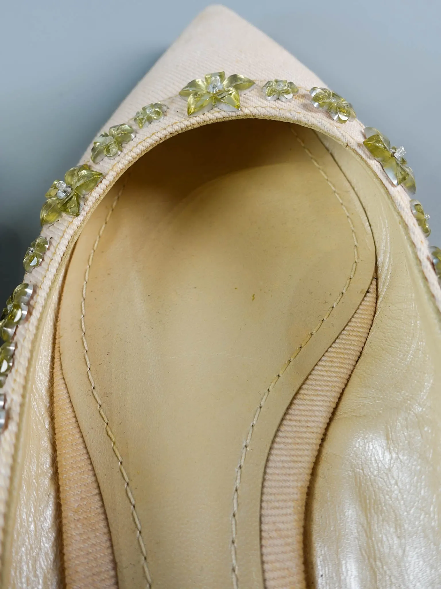 Pink Pointy Crystal Embellished Slingback Flats Size 39 EU