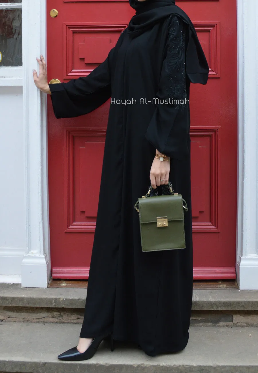 Platinum Floral Embroidered Closed Abaya