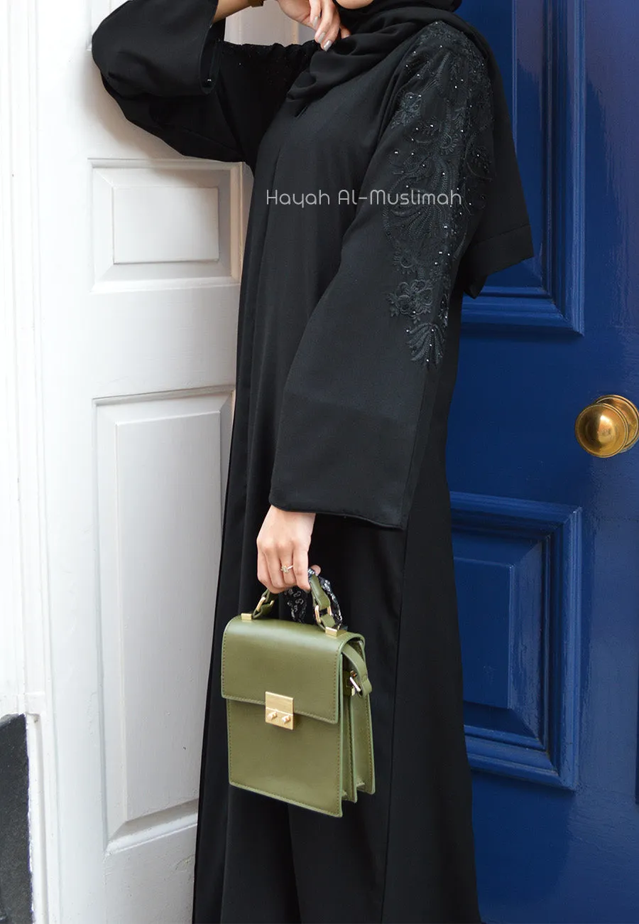 Platinum Floral Embroidered Closed Abaya