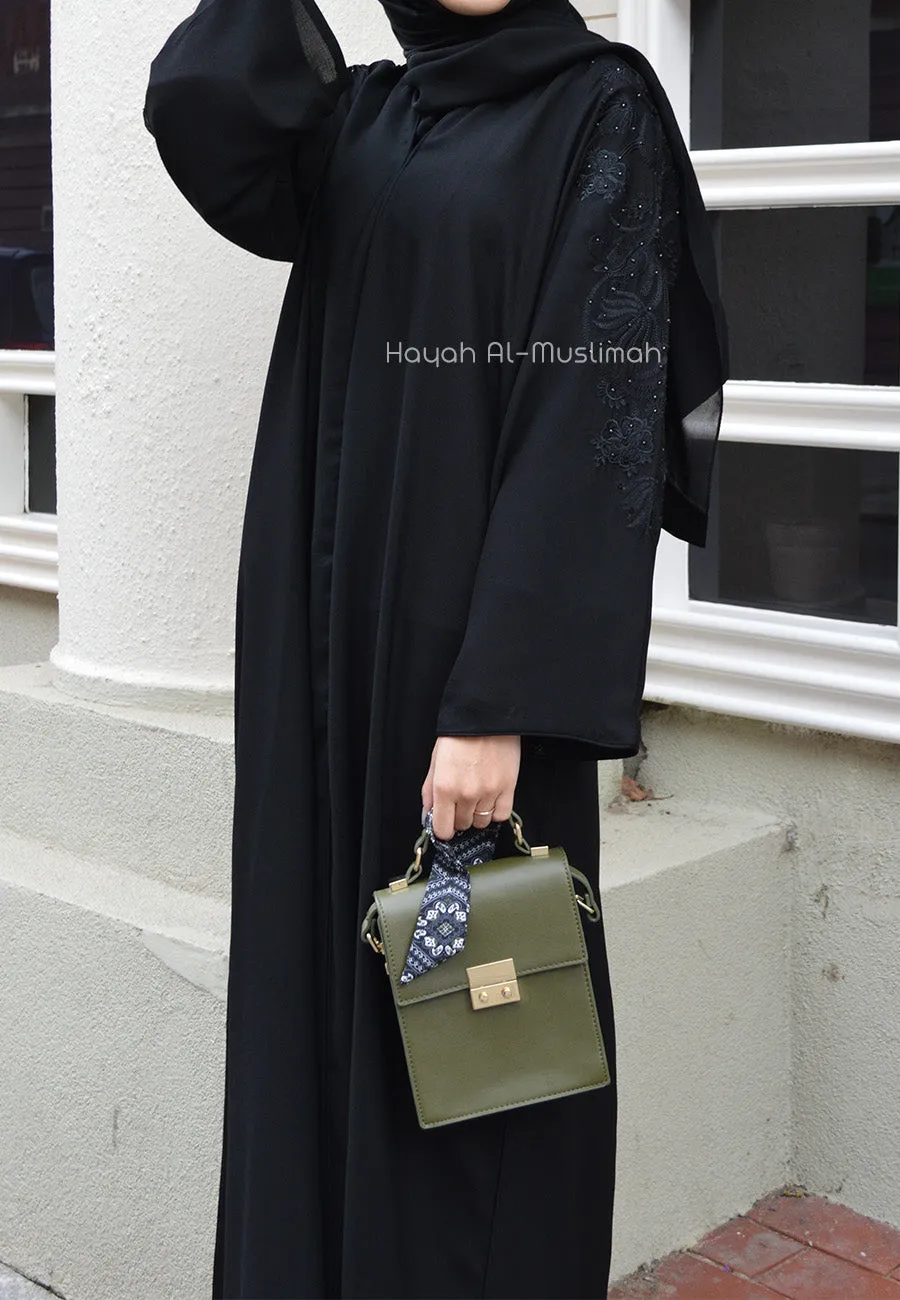 Platinum Floral Embroidered Closed Abaya
