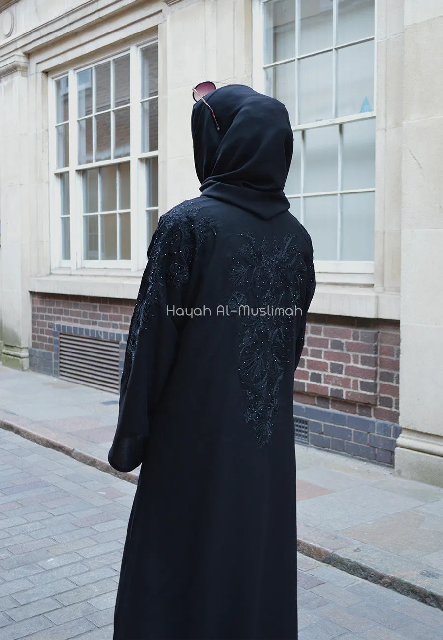 Platinum Floral Embroidered Closed Abaya