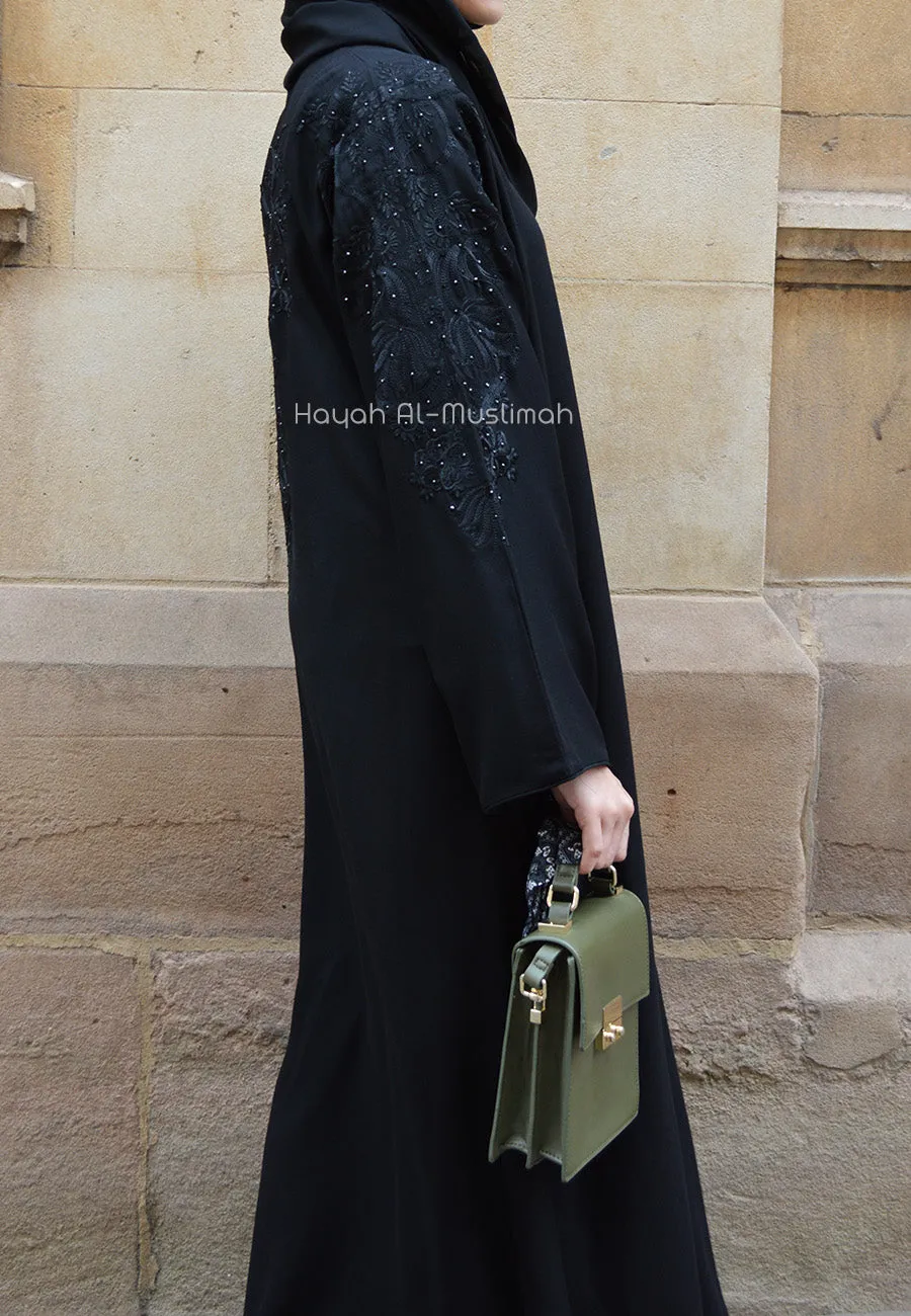 Platinum Floral Embroidered Closed Abaya