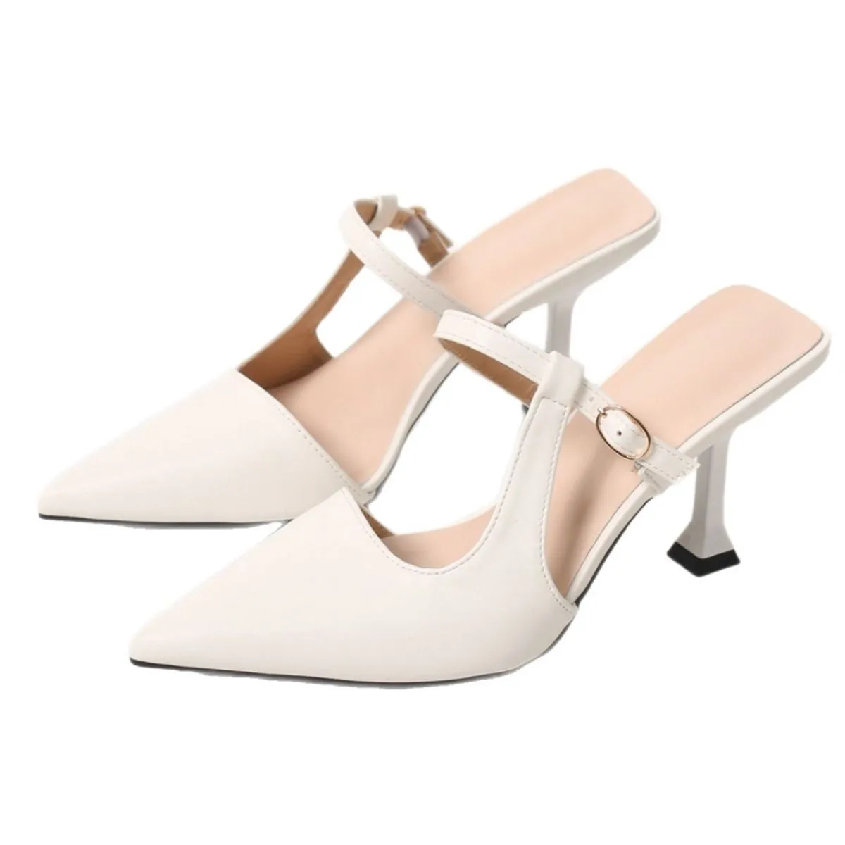 Point Toe Flare Heel Slingback Pumps