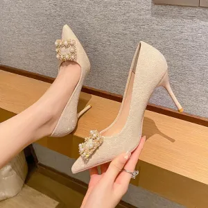 Pointy Shoes With Rhinestone Buckle GS300