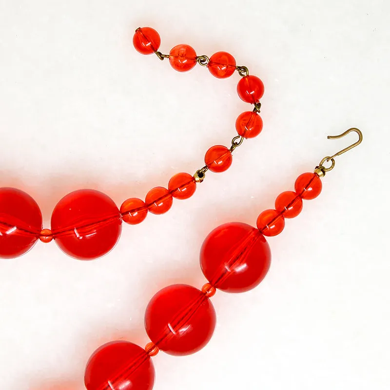 Pop Art Red Plastic Sphere Bead Necklace