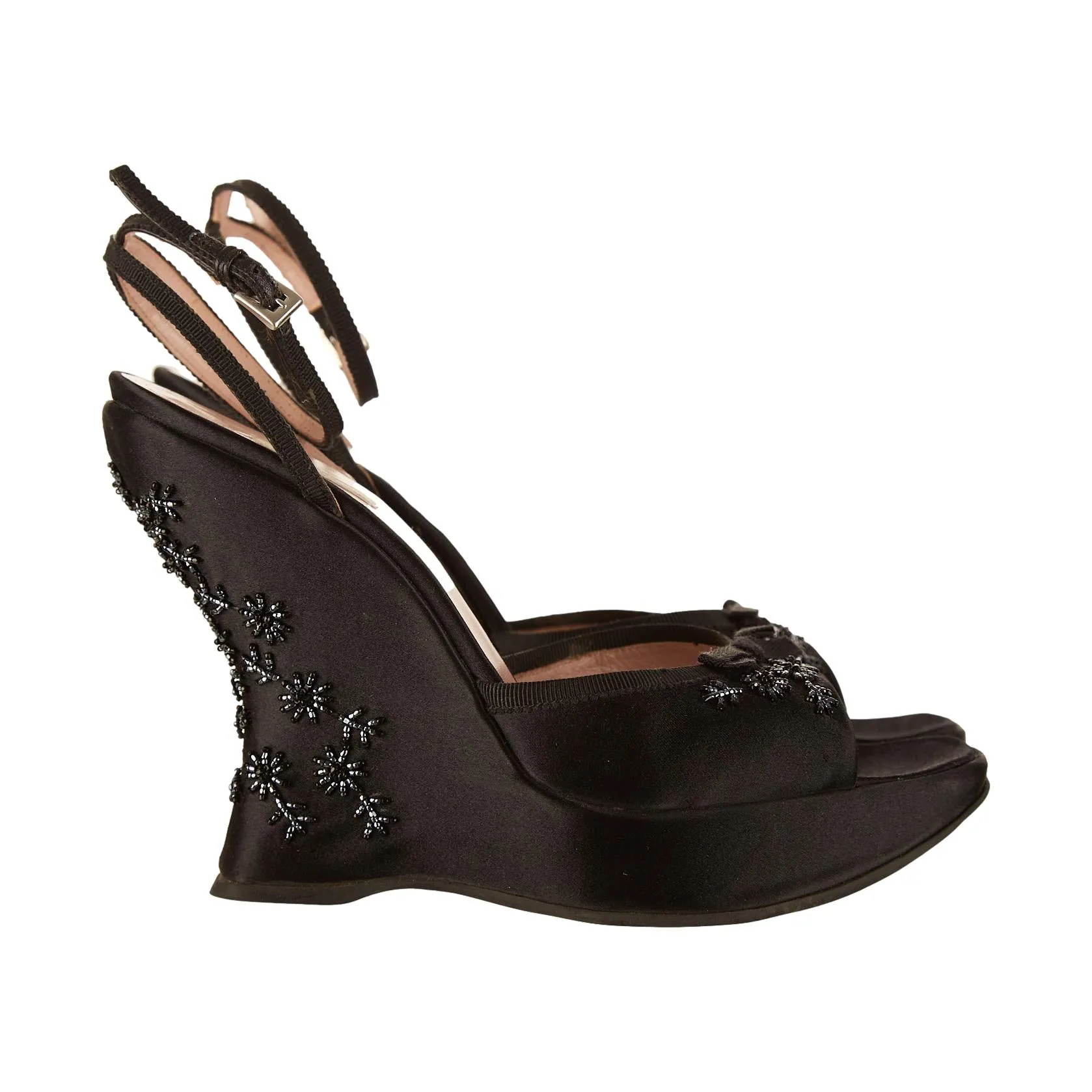 Prada Black Beaded Wedge