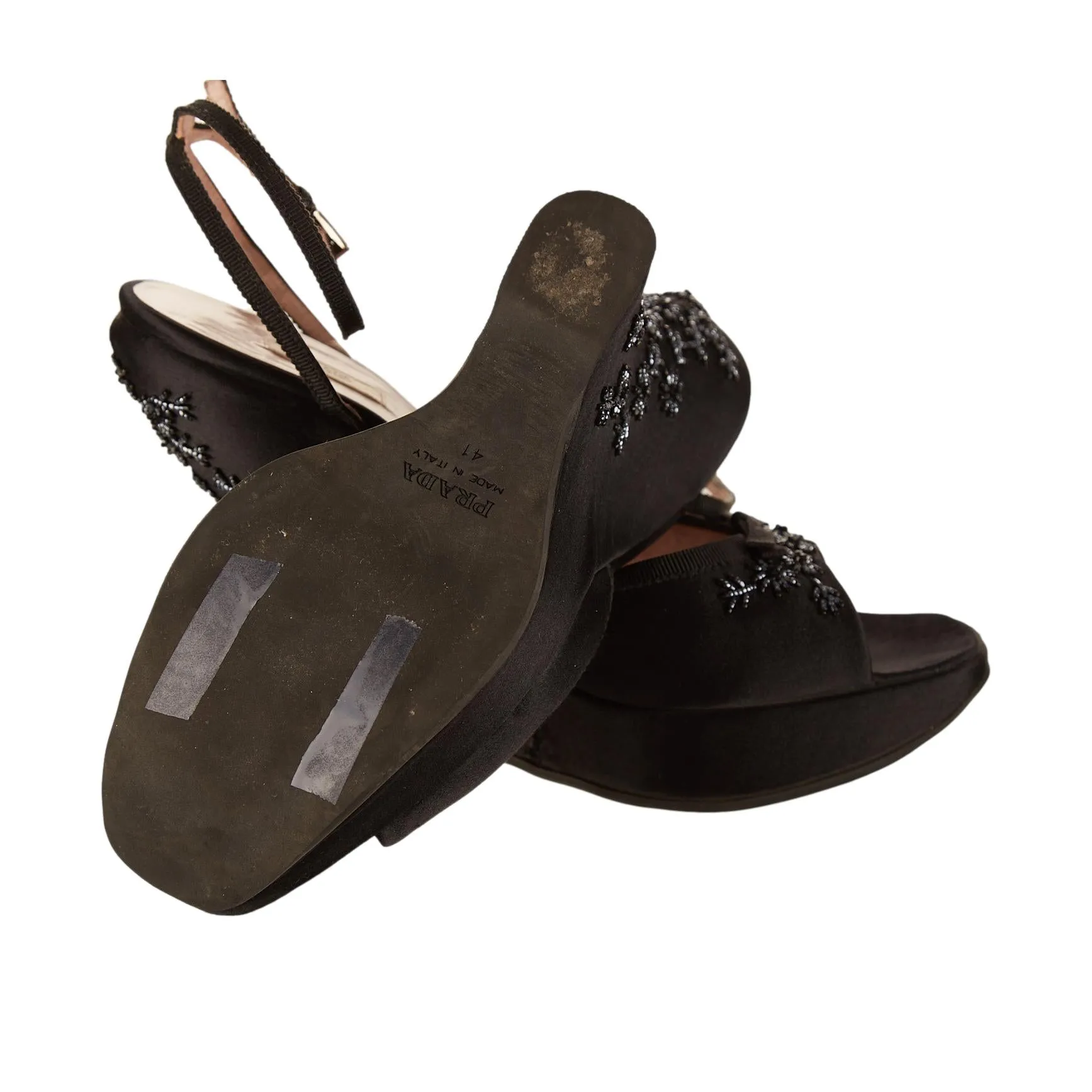 Prada Black Beaded Wedge