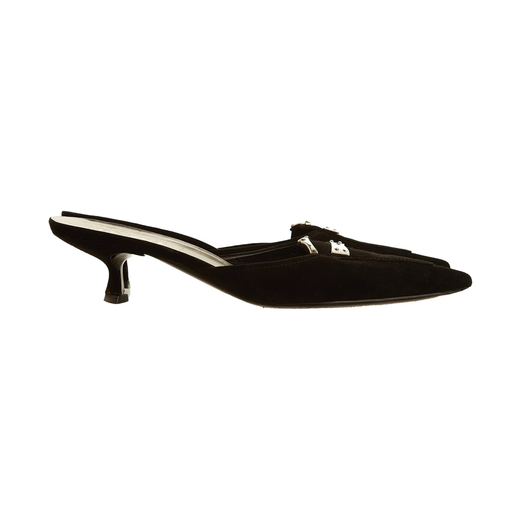 Prada Black Suede Kitten Heels