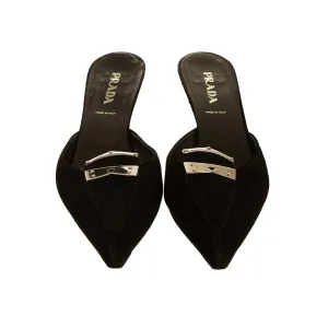 Prada Black Suede Kitten Heels