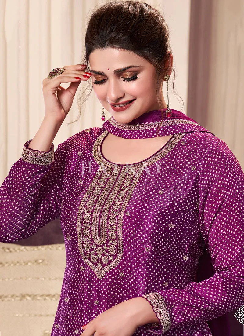 Purple Embroidery Pakistani Style Suit