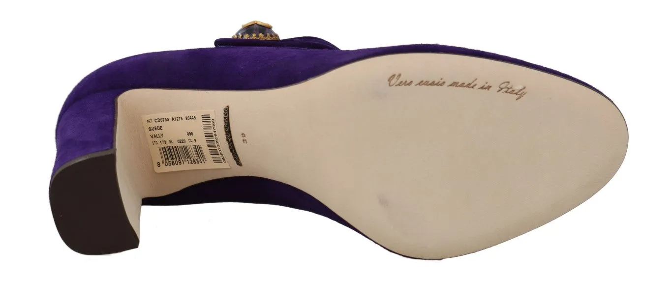 Purple Suede DG Logo Heels Mary Jane Shoes