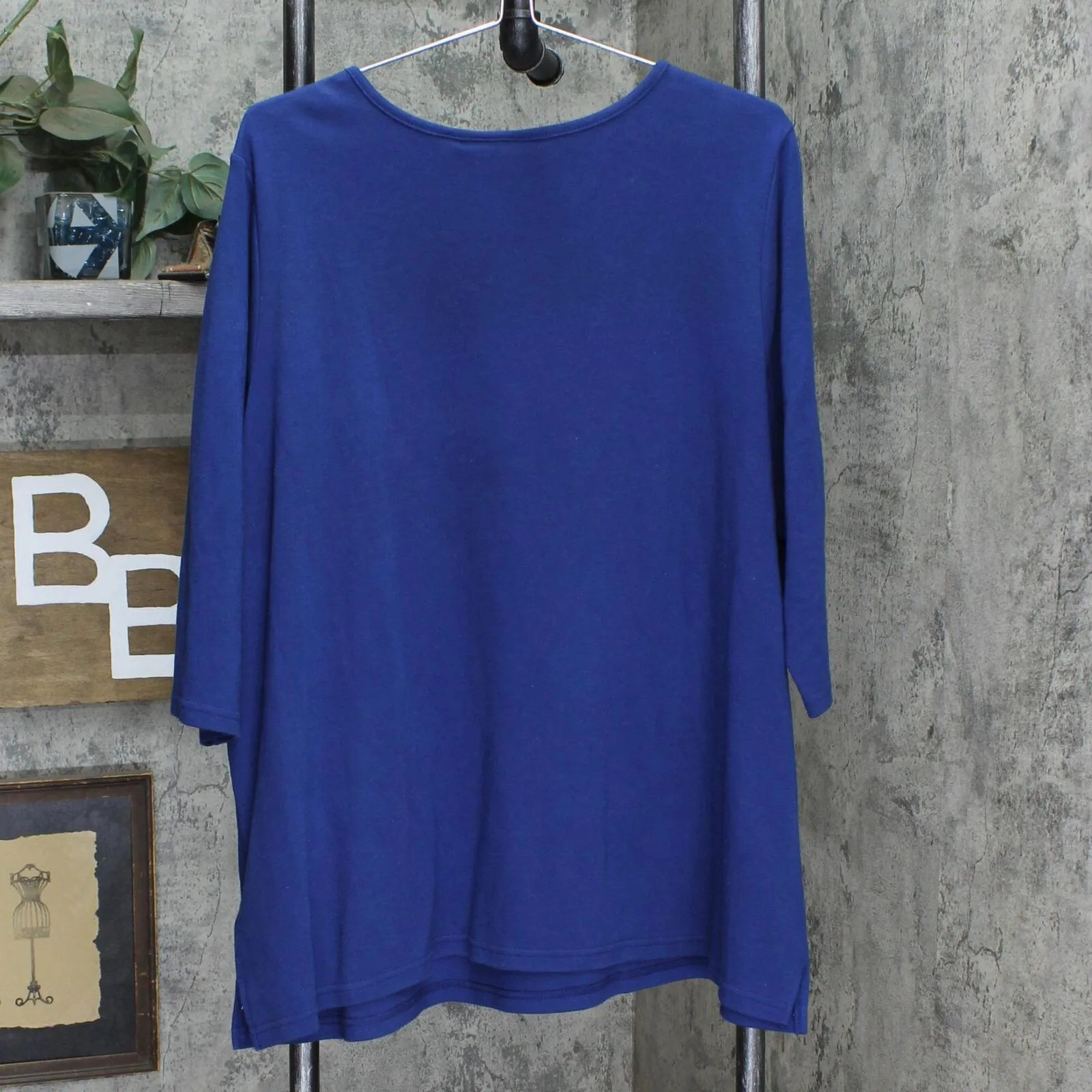 Quacker Factory Womens Long Sleeve Rhinestone Blouse 166a68af9ab4e9 Dark Blue 2X