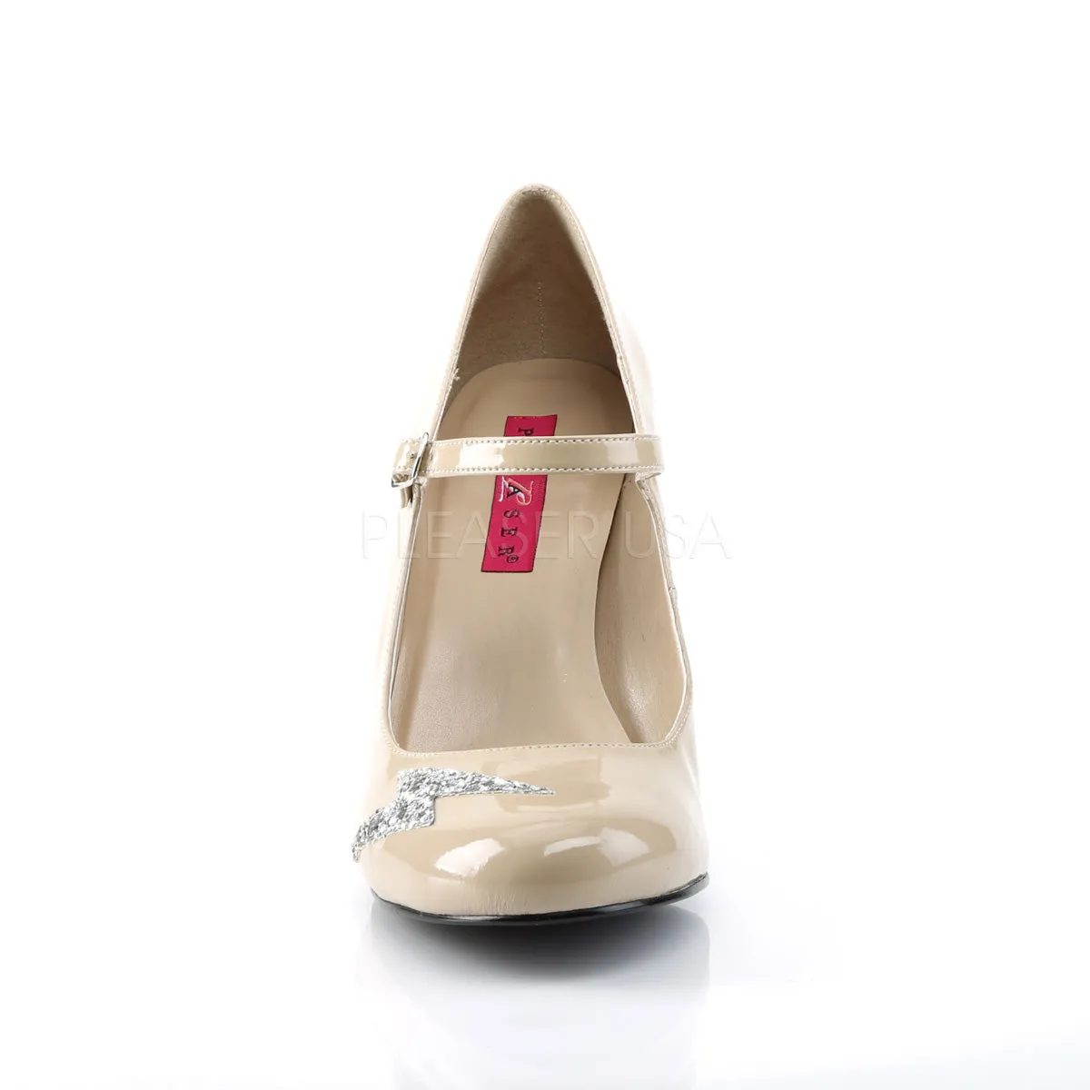QUEEN-02  Cream Patent-Silver Glitter