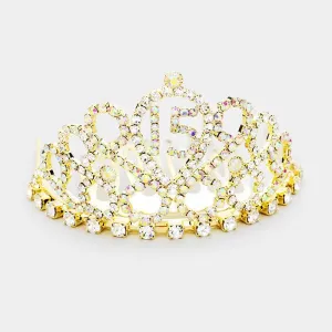 Quinceanera '15' Mini Tiara Crystal Rhinestone Pave