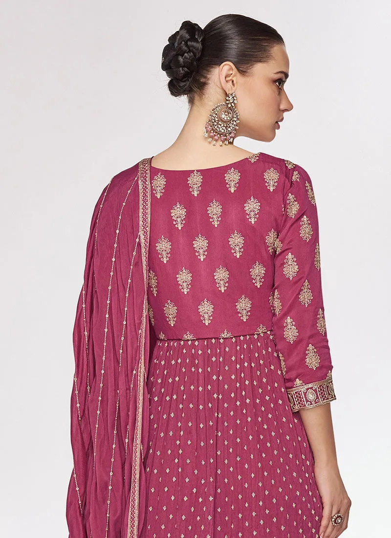 Rani Pink Sequence Embroidery Traditional Palazzo Suit