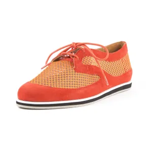 REBECCA MINKOFF Women's Sylvie Hot Orange Suede Mesh Sneakers $175 NIB