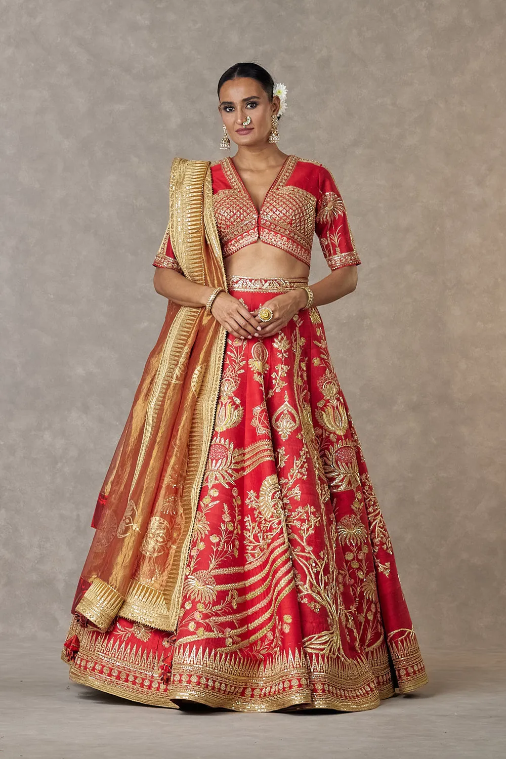 Red Bagh-E-Bahar Neelkamal Lehenga