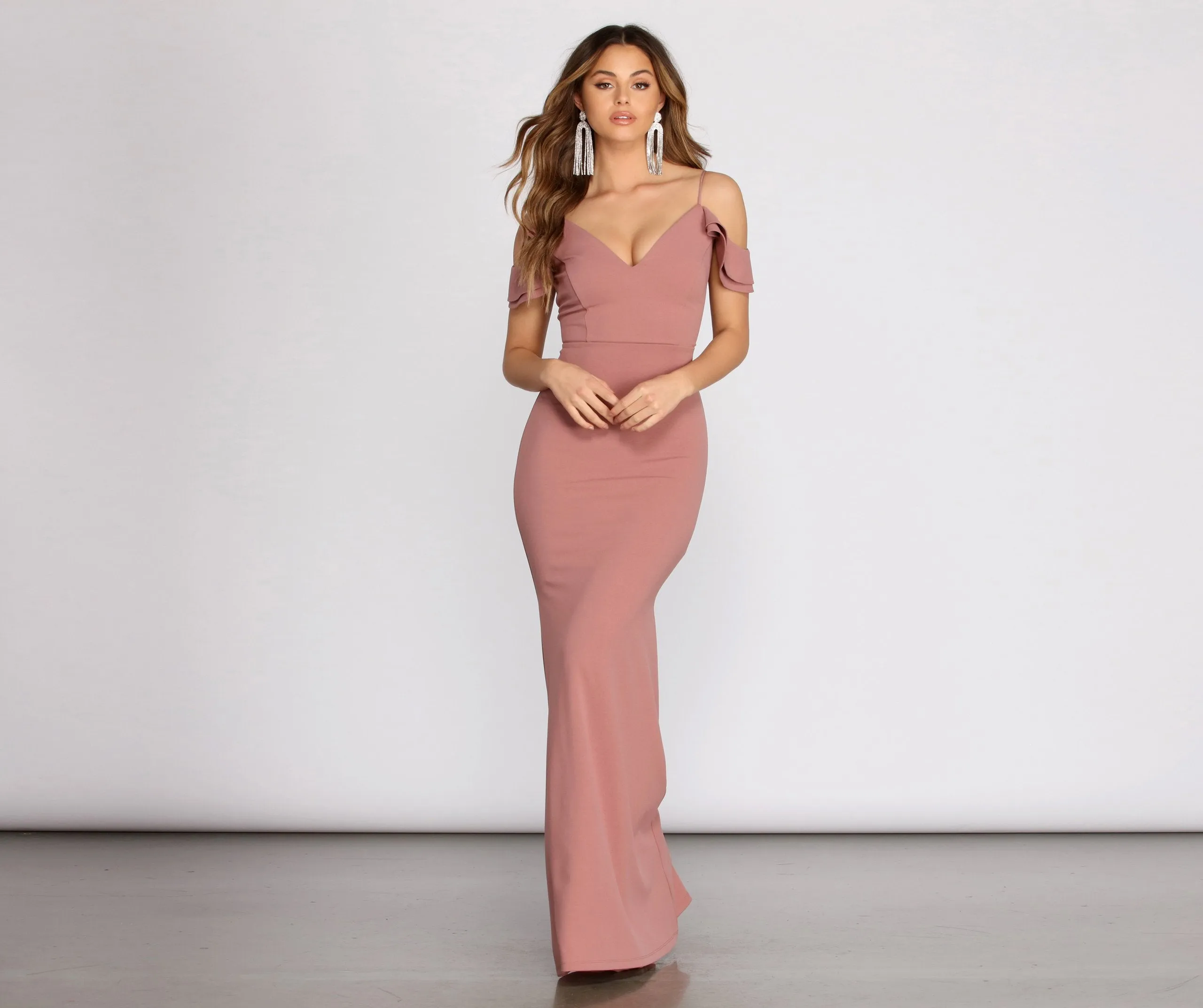 Reese Double Ruffle Charming Off Shoulder Mermaid Dress