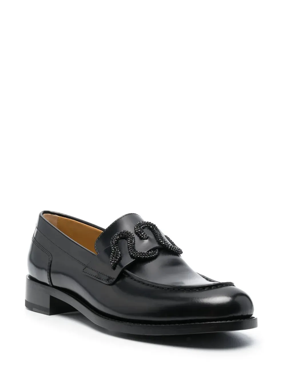 René Caovilla crystal-embellished leather loafers
