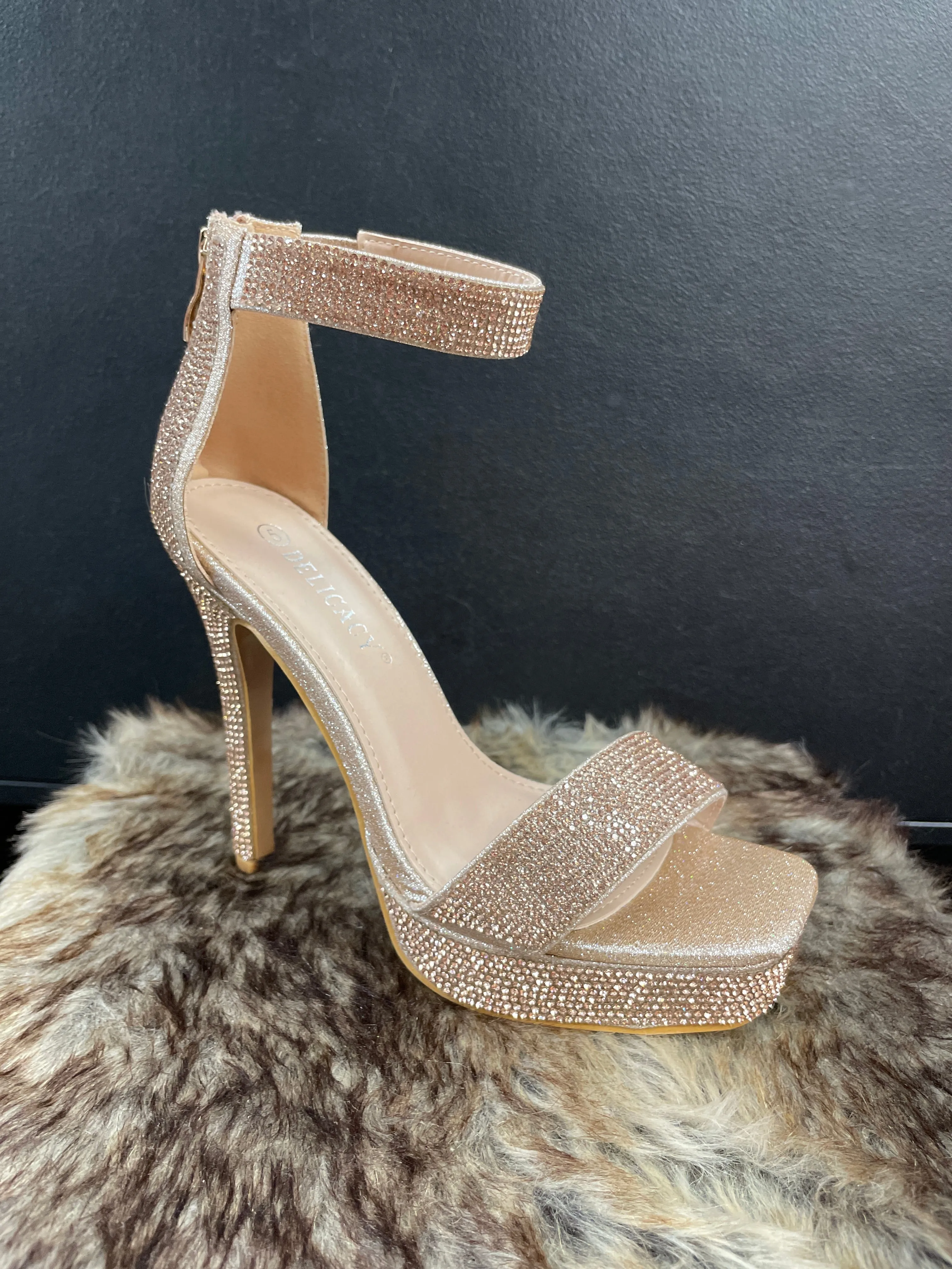 Reyna Rose Gold Rhinestone Heels